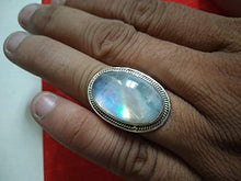 Load image into Gallery viewer, Moonstone Ring, 925 Sterling Silver ring, June Birthstone, Large Stone Ring, Mediation Ring, Engagement Ring, Moonstone jewelry, Rainbow Moonstone Ring, Statement Ring, Engagement &amp; Anniversary Gifts
