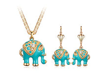 Load image into Gallery viewer, Barzel 18K Gold Plated Elephant Necklace &amp; Earrings Set - Made In Brazil (18 Inches, Turquoise)
