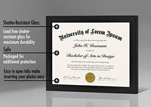 Load image into Gallery viewer, Americanflat 8.5x11 Diploma Frame in Black with Shatter Resistant Glass - Horizontal and Vertical Formats for Wall and Tabletop
