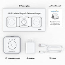 Load image into Gallery viewer, UCOMX Nano 3 in 1 Wireless Charger,Magnetic Foldable 3 in 1 Charging Station,Fast Wireless Charging Pad,Compatible with iPhone 14/Pro/Max/Plus/13/12 Series,AirPods 3/2/Pro,iWatch(Adapter Included)
