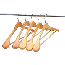 Load image into Gallery viewer, SUNTRADE Wide Shoulder Wooden Suit/Coat Hanger,Wood Coat Dress, Jacket, Heavy Clothes,Pant Hanger (Beige)
