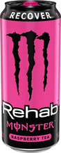 Load image into Gallery viewer, Monster Energy Rehab Raspberry Tea + Energy, Energy Iced Tea, 15.5 Ounce (Pack of 24)
