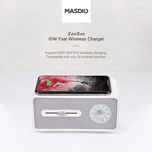 Masdio Zenbox Portable White Noise Machine with Wireless Charger Bluetooth Speaker, 9 Sounds for Light Sleepers, Babies