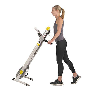 Sunny Health & Fitness SF-T7610 Electric Walking Folding Treadmill with LCD Display and Tablet Holder, 220 LB Max Weight, White