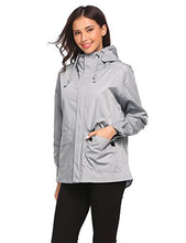Load image into Gallery viewer, Unibelle Women&#39;s Waterproof Rain Jacket Outdoor Hooded Windbreaker Raincoat Grey Small
