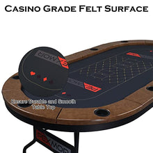 Load image into Gallery viewer, PEXMOR Foldable 10 Player Poker Table, Folding Blackjack Casino Card Game Table with Stainless Steel Cup Holders &amp; Padded Rails, Portable Texas Holdem Poker Table
