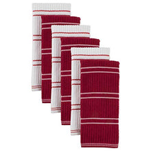 Load image into Gallery viewer, Ribbed Terry Kitchen Dish Towels (16x26" Set of 6 - Assorted Red &amp; White) Absorbent &amp; Durable for Wiping Down Countertops, Dusting, or Drying Dishes
