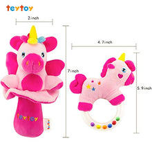 Load image into Gallery viewer, teytoy 2pcs Soft Baby Rattles, Pink Horse &amp; Angel Pig Baby Girl Toy 3 6 9 12 Month Baby Shower
