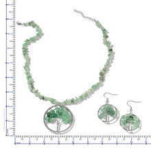 Load image into Gallery viewer, Green Aventurine Copper Tree Shepherd Hook Dangle Drop Earrings Necklace Fashion Jewelry Set Size 18-20"
