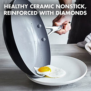 GreenPan Valencia Pro Hard Anodized Healthy Ceramic Nonstick 10" Frying Pan Skillet with Lid, PFAS-Free, Induction, Dishwasher Safe, Oven Safe, Gray
