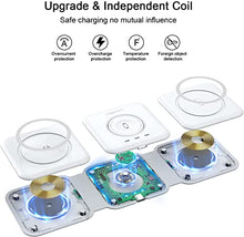 Load image into Gallery viewer, UCOMX Nano 3 in 1 Wireless Charger,Magnetic Foldable 3 in 1 Charging Station,Fast Wireless Charging Pad,Compatible with iPhone 14/Pro/Max/Plus/13/12 Series,AirPods 3/2/Pro,iWatch(Adapter Included)
