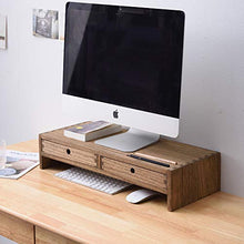 Load image into Gallery viewer, Kirigen Wood Monitor Stand with 2 Drawers - Computer Arm Riser Desk Storage Organizer,Speaker TV Laptop Printer Stand with Pen Slot and Cable Management,Dark Brown Desktop Shelf for Office DBR-2PMJ
