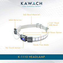 Load image into Gallery viewer, KAWACH K-1110 LED Motion Sensor Headlamp, Hands Free Ultra-Low Profile, 300 High Lumen LED Output, 220° Area Illumination, Multiple Light Modes, Great for Running, Cycling, Hiking, AAA Battery Powered
