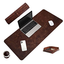 Load image into Gallery viewer, Leather Desk Pad Desk Accessories – Large Leather Desk Mat Desk Blotter Pad, 32 x 16 Inch Genuine Leather Desk Pad for Keyboard and Mouse, Desk Protector Desk Organizer Gaming Desk Pad Leather Tray
