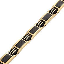 Load image into Gallery viewer, Carbon Fiber Titanium Magnetic Bracelet Gold Tone Size Adjusting Tool and Gift Box Included By Willis Judd
