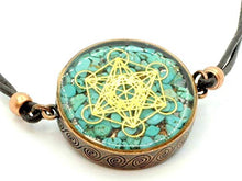 Load image into Gallery viewer, ZZYBIA Metatron's Cube Merkaba Orgone Pendant EMF protection with Turquoise
