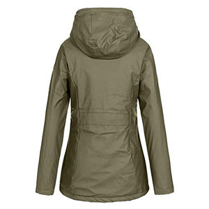 Pervobs Raincoats Waterproof Rain Jacket Active Outdoor Detachable Hooded Women's Trench Coats Windbreaker Jacket(3X-Large, B-Army Green)