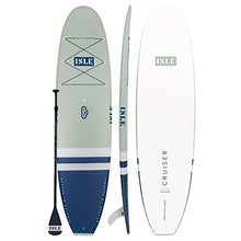 Load image into Gallery viewer, ISLE Cruiser Stand Up Paddle Board &amp; SUP Bundle — Rigid Board with Lightweight Foam Core and Soft, Comfort-Top Deck Pad — 235 Pound Capacity, 10’5” Long x 32" Wide x 4.5” Thick (Green, 10'5")

