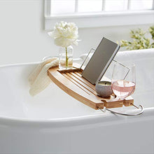Load image into Gallery viewer, AmazonBasics Deluxe Bamboo Bathtub Caddy Tray

