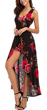 Load image into Gallery viewer, Kormei Womens Sleeveless Scoop Neck Floral Rayon Party Split Maxi Romper Dress M Leaf
