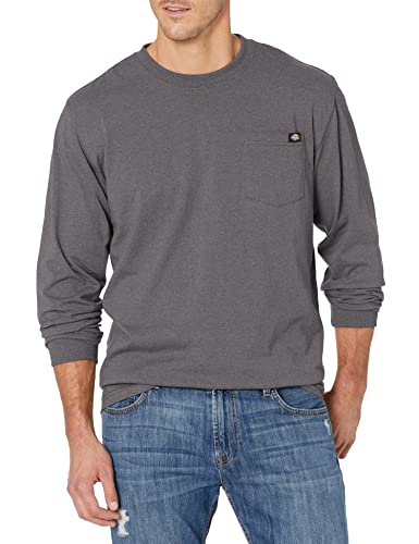 Dickies mens Long Sleeve Heavyweight Crew Neck Big and Tall Work Utility T Shirt, Charcoal Gray Heather, 3X-Large Tall US