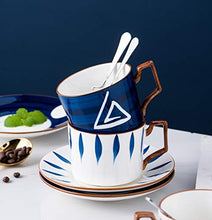 Load image into Gallery viewer, Jusalpha Japanese style hand printed- 7oz Fine China Tea Cup/Coffee Cup With Spoon and Tray/Saucer Set, Tableware, Serve of 4, TCS25
