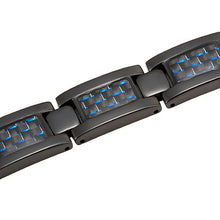 Load image into Gallery viewer, Willis Judd Mens Blue Carbon Fiber Titanium Magnetic Bracelet Adjustable
