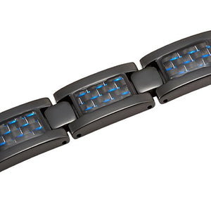 Willis Judd Mens Blue Carbon Fiber Titanium Magnetic Bracelet Adjustable
