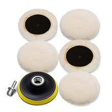 Load image into Gallery viewer, SPTA Wool Cutting Pad, Wool Buffing Polishing Pad Set, 7Pcs 3Inch (80mm) Wool Buffing Wheel for Drill Lambs Wool Hook and Loop for Compound Cutting &amp; Polishing for Car Polisher
