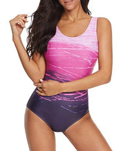 Load image into Gallery viewer, Women's One Piece Swimsuits for Women Athletic Training Swimsuits Swimwear Racerback Bathing Suits for Women Purple Large (fits like US 10-12)
