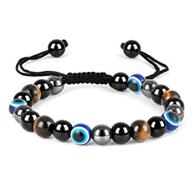 Load image into Gallery viewer, Triple Protection Crystal Bracelet，Energy Crystal Bracelet Tigers Eye Black Obsidian and Hematite Beads Bracelet for Men Women, Crystal Jewelry Stone Bracelets Bring Luck and Prosperity and Happiness
