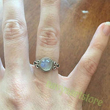 Load image into Gallery viewer, Rainbow Moonstone Rings - Sterling Silver 925 For Girl Women Size US 9 Christmas Gifts Jewelry
