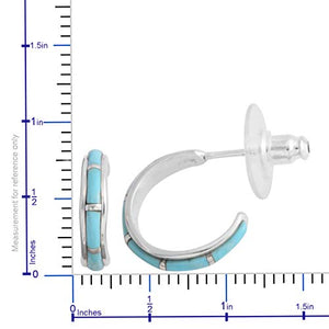 SANTA FE Style 925 Sterling Silver Kingsman Turquoise Southwest Jewelry Hoops Hoop Earrings for Women Gift