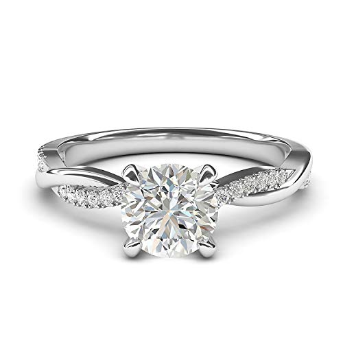 14k White Gold 4-Prong Petite Twisted Vine Simulated 1.0 CT Diamond Engagement Ring Promise Bridal Ring (7)