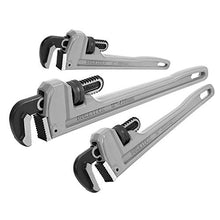 Load image into Gallery viewer, DURATECH 3-Piece Heavy Duty Aluminum Straight Pipe Wrench Set, 10", 14", 18", Adjustable Plumbing Wrench Set, Drop Forged, Exceed GGG standard
