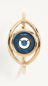 Tory Burch Women's The Evil Eye Bangle Watch, 24mm, Gold/Navy, One Size