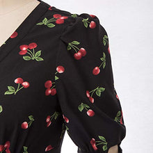 Load image into Gallery viewer, Women's Puff Sleeve Vintage Top Cherries Blouse White Slim Fit Shirts L
