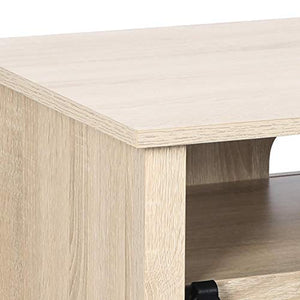 ENSTVER TV Stand for TVs up to 55" with Electric Fireplace Included,Media Storage Television Console for Living Room (White Oak)