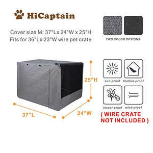 HiCaptain Folding Metal Dog Crate Cover for 36 Inch Wire Pet Cage(Two-Tone Gray)