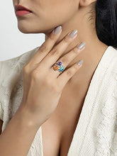 Load image into Gallery viewer, YoTreasure Blue Copper Turquoise Solid 925 Sterling Silver Bypass Ring Jewelry
