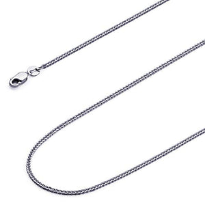 14k REAL White Gold Solid 0.8mm Diamond Cut Braided Square Wheat Chain Necklace with Lobster Claw Clasp - 20"