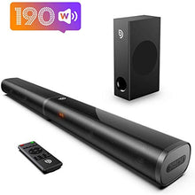 Load image into Gallery viewer, Soundbar for TV, Bomaker 190W 2.1 TV Sound Bar with Subwoofer, 125dB, 6 EQ Modes, LED Display Off, 5 Bass Adjustable Surround Sound for Home Theater, 4K &amp; HD TV, HDMI/Optical/AUX/USB, Wall Mountable

