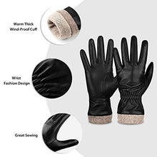Load image into Gallery viewer, Genuine Sheepskin Leather Gloves For Women, Winter Warm Touchscreen Texting Cashmere Lined Driving Motorcycle Dress Gloves By Alepo (Black-XL)
