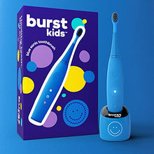 Load image into Gallery viewer, BURSTkids Electric Toothbrush with Soft Charcoal Black Bristles, Small Head &amp; Comfort Grip, 2 Minute Built in Timer, for Kids Ages 3+, Children Toothbrush for Healthier Smiles for, 2 Modes, Blue
