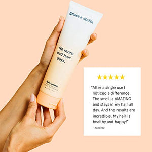 Rescue My Hair Mask - Vegan Hair Mask For Dry Damaged Hair And Growth - Argan Oil Curly Hair Mask - Vegan Protein Hair Bonding Deep Conditioner For Dry Damaged Hair - Hair Masque by grace and stella
