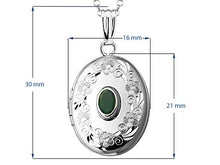 Load image into Gallery viewer, Finejewelers Sterling Silver Oval Locket Pendant Necklace with Genuine Emerald May Birthstone
