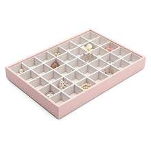 Load image into Gallery viewer, Vlando Stackable Jewelry Tray - Faux Leather Multi-Purpose Jewelry Accessories Display Storage and Earring Necklace Bracelet Rings Organizer (4-Layer w/Lid, Pink)
