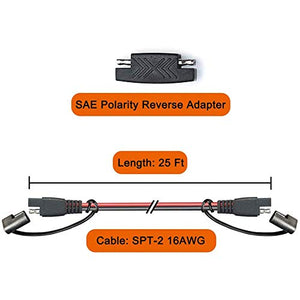 POWISER 25Feet SAE to SAE Extension Cable Quick Disconnect Connector 16AWG,for Automotive,Solar Panel Panel SAE Plug(25FT(16AWG))