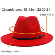 Load image into Gallery viewer, Gossifan Wide Brim Fedora Felt Panama Hat with Chain Belt Buckle - Multi Color A
