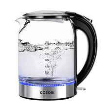 Load image into Gallery viewer, COSORI Glass Boiler Hot Water &amp; Tea Heater with LED Indicator Light 100% Stainless Steel Inner Lid &amp; Bottom, Auto Shut-Off &amp; Boil-Dry Protection, 1.7L, Black
